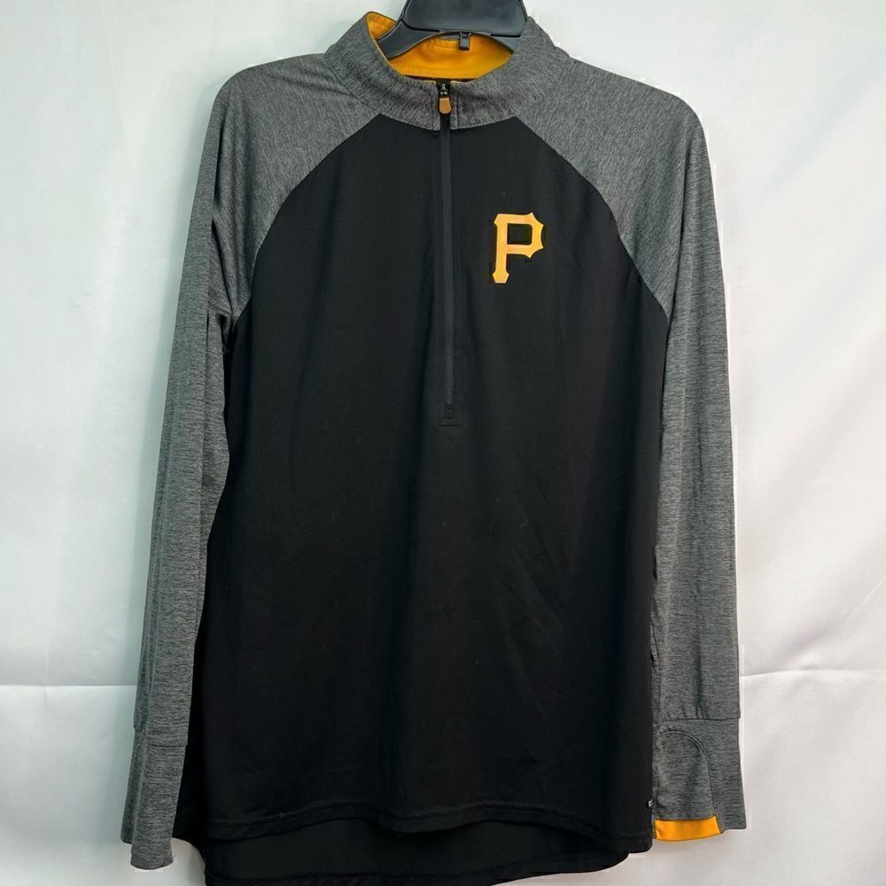 Majestic Cool Base Layer Black and Gray quarter zip Pittsburgh Pirates shirt